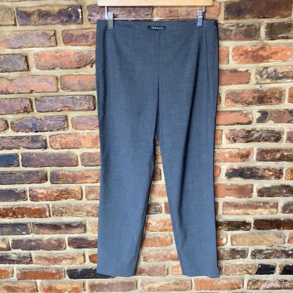 Theory Charcoal Gray Stretch Wool Side Zip Slim Fit Dress Pants Women's Size 4 - Picture 1 of 6